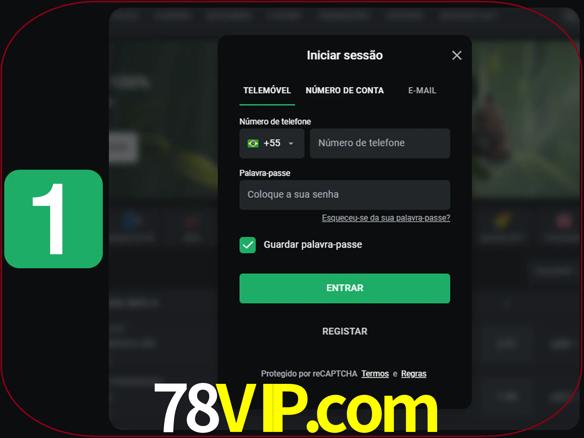 Clique no botão Entrar.